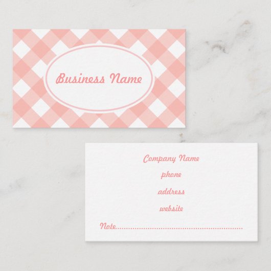 Carte de visite En vichy rose gras (Devant / Derrière)