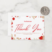 Carte de visite en vrac Merci rouge pour les Fêtes (Devant/Arrière en situation)