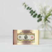 Carte de visite encart de réduction 5$ Code QR or (Debout devant)