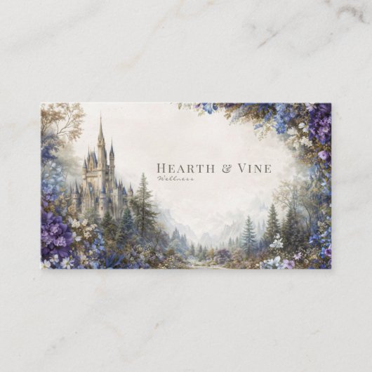 Carte De Visite Enchanted Fairytale Castle Floral Mountain Valley (Devant)