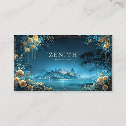 Carte De Visite Enchanted Night Landscape Gold Rose Floral Palace (Devant)