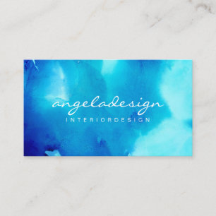 Carte De Visite Encre Abstraite Bleu Océan Mer Ombré