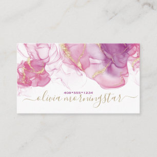 Carte De Visite Encre Alcoolique Élégante Lilas Rose Poussiéreux A