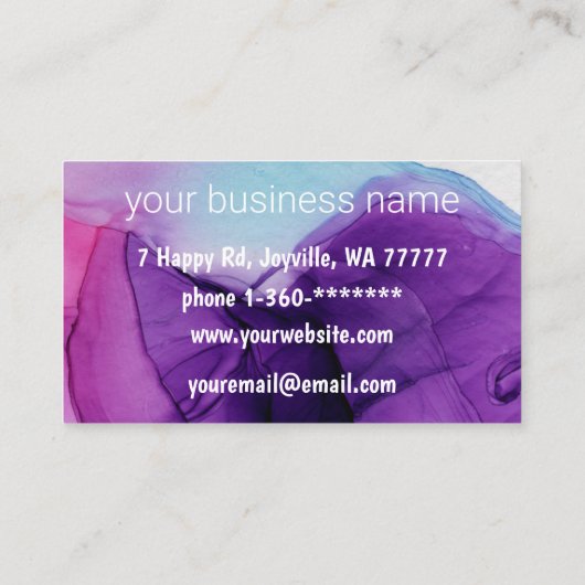 Carte De Visite Encre Cloud Swirl tendance moderne bleu violet vio (Dos)