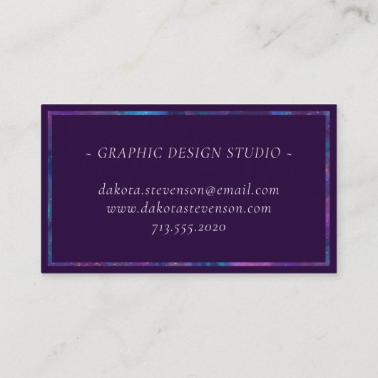 Carte De Visite Encre cosmique | Turquoise bleu violet Galaxie Neb (Dos)