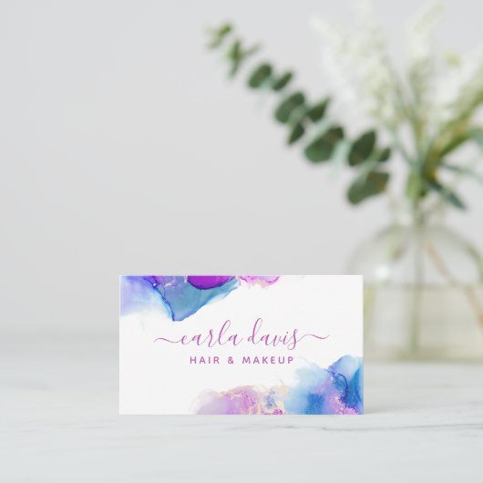 Carte De Visite Encre d'alcool bleu violet (Debout devant)