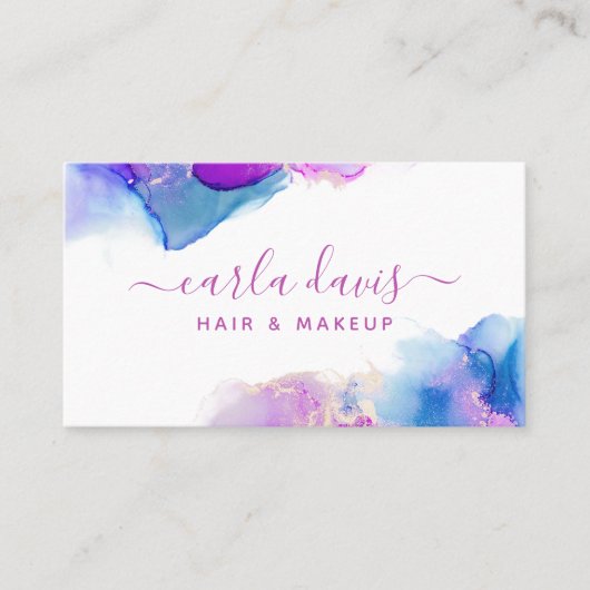 Carte De Visite Encre d'alcool bleu violet (Devant)