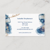 Carte De Visite Encre d'aquarelle bleu et or moderne (Dos)