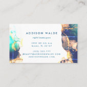 Carte De Visite Encre D'Aquarelle Liquide D'Art Moderne Bleu Et Ve (Dos)