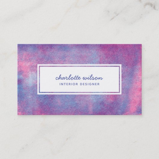 Carte De Visite Encre dorée rose et bleu moderne (Devant)