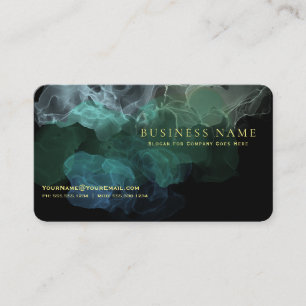 Carte De Visite Encre fluide verte écume de mer abstraite sur fond