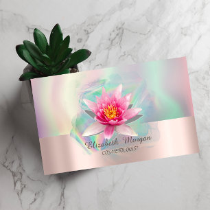 Carte De Visite Encre holographique colorée lotus aquarelle