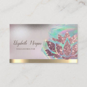 Carte De Visite Encre holographique Lotus Gold Stripe Yoga