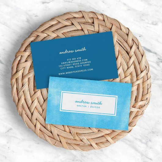 Carte De Visite Encre Roulée Bleue tendance moderne