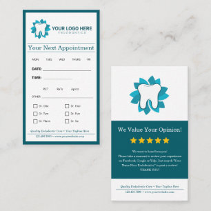 Carte De Visite Endodontie modifiable Prochain rendez-vous