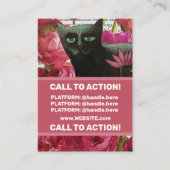 Carte De Visite Endormez-vous pour rêver Chat noir Fleurs roses ch (Dos)