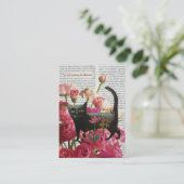 Carte De Visite Endormez-vous pour rêver Chat noir Fleurs roses ch (Debout devant)