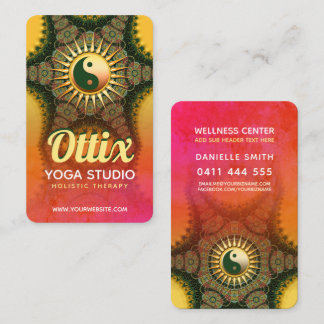Carte De Visite Énergie Lumineuse Vert Mandala Balance Yoga Nouvel