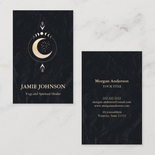 Carte De Visite Énergie Spirituelle Heiler Reiki Moon Phase Yoga (Devant / Derrière)