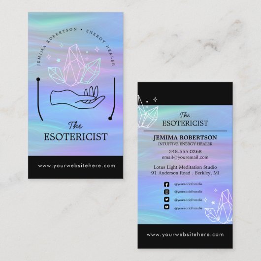 Carte De Visite Energy Healer, Reiki, Tarot, Esoteric Crystals Bus (Devant / Derrière)