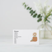 Carte De Visite Enfant à fleurs citrouille (Debout devant)