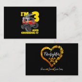 Carte De Visite Enfants Camion d'incendie 3e anniversaire garçon b (Devant / Derrière)