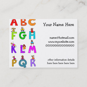 Carte De Visite Enfants d'alphabet