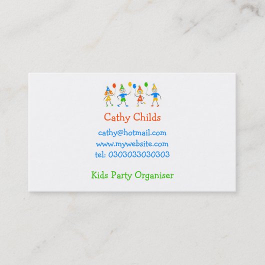 Carte De Visite Enfants de partie (Devant)