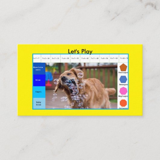 Carte De Visite Enfants Funny chien jeux éducatifs (Devant)