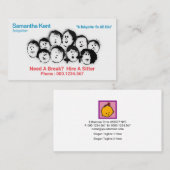 Carte De Visite Enfants heureux rétro, baby-sitting (Devant / Derrière)