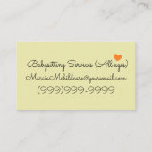 Carte De Visite Enfants jouant des services de garde d'enfants (Dos)