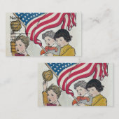 Carte De Visite Enfants vintages et Falg américain (Devant / Derrière)