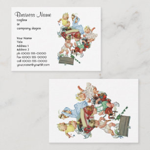 Carte De Visite Enfants vintages Jouer avec des camions de pompier