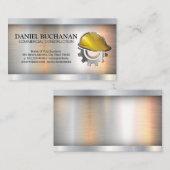 Carte De Visite Engin Casquette dur de construction | Col bleu (Devant / Derrière)