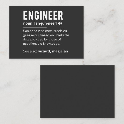 CARTE DE VISITE ENGINEER DEFINITION (Devant / Derrière)