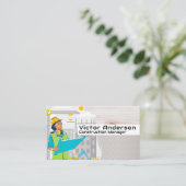 Carte De Visite Engineer Looking at Blueprints | Construction Site (Debout devant)