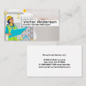 Carte De Visite Engineer Looking at Blueprints | Construction Site (Devant / Derrière)