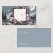 Carte De Visite Engraved Rose Floral and Full Moon Night Landscape (Devant / Derrière)
