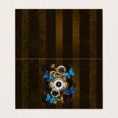 Carte De Visite Engrenages à vapeur et papillons bleus (Extérieur déplié)