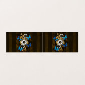 Carte De Visite Engrenages à vapeur et papillons bleus (Extérieur déplié)