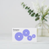 Carte De Visite Engrenages - Bleu Pastel sur Blanc (Debout devant)