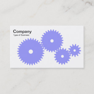 Carte De Visite Engrenages - Bleu Pastel sur Blanc
