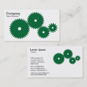 Carte De Visite Engrenages - Vert de la forêt sur blanc (Devant / Derrière)