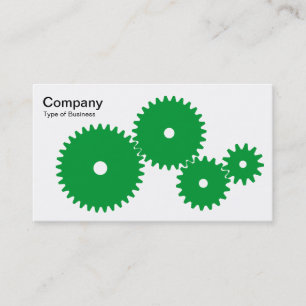 Carte De Visite Engrenages - Vert herbe sur fond blanc