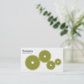 Carte De Visite Engrenages - Vert olive sur blanc (Debout devant)