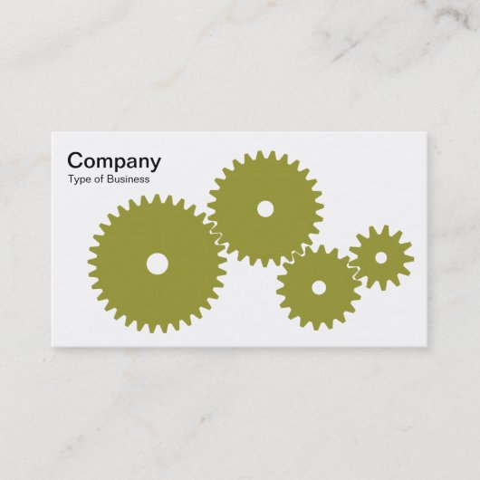 Carte De Visite Engrenages - Vert olive sur blanc (Devant)