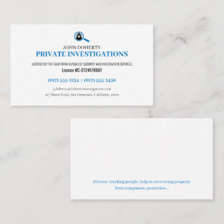 Carte De Visite Enquêtes privées | Détective professionnel