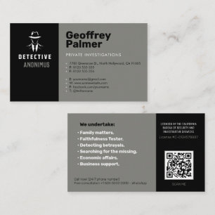 Carte De Visite Enquêtes privées Inspecteur professionnel