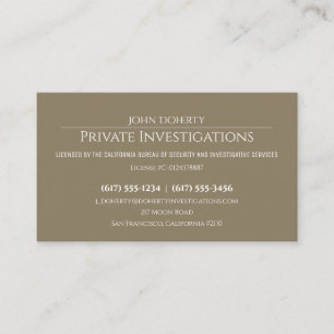 Carte De Visite Enquêtes privées   Inspecteur professionnel