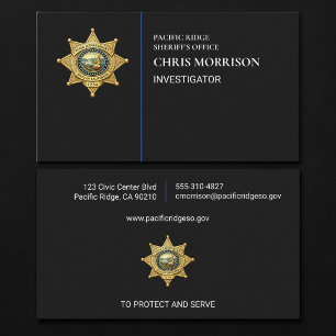 Carte De Visite Enquêteur du shérif Exécution de la loi 